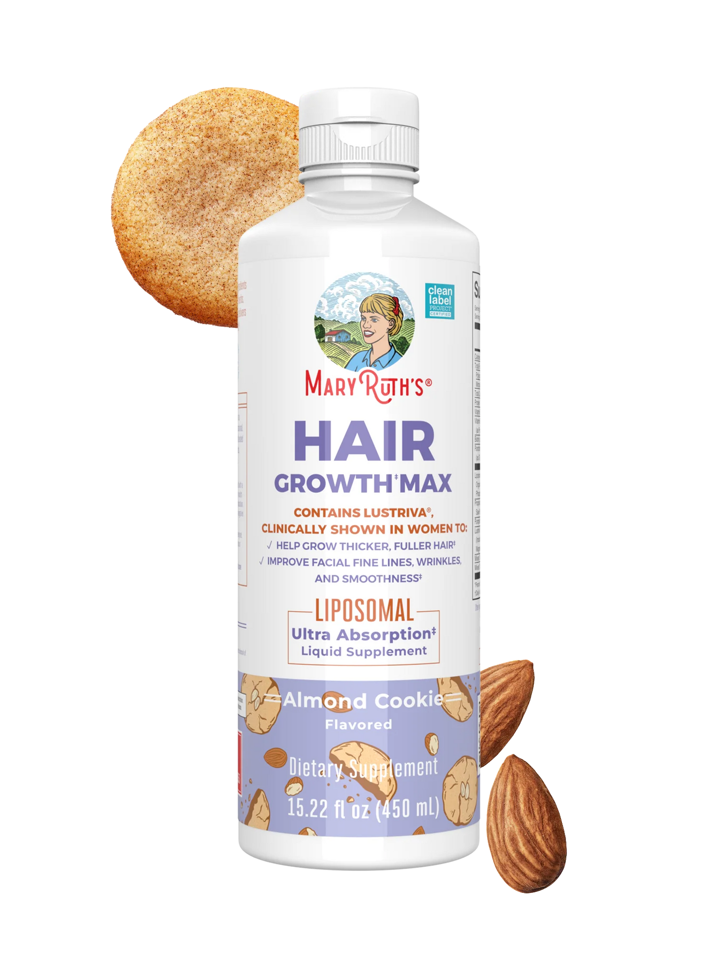 MaryRuth's Hair Growth Max Liposomal for Women | Lustriva® + Biotin 10000mcg + Pumpkin Seed Oil | Thicker Hair | Hair Care | Wrinkles, Fine Lines, Skin Care | Ages 18+ | CLP Certified | 15.22 Fl Oz